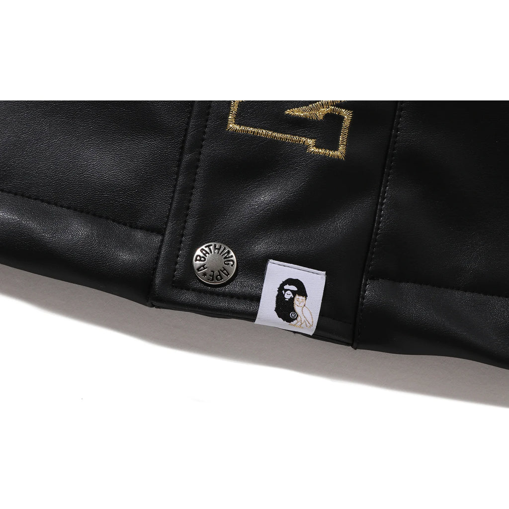 BAPE X OVO SYNTHETIC WASHABLE LEATHER SNOWBOARD JACKET MENS