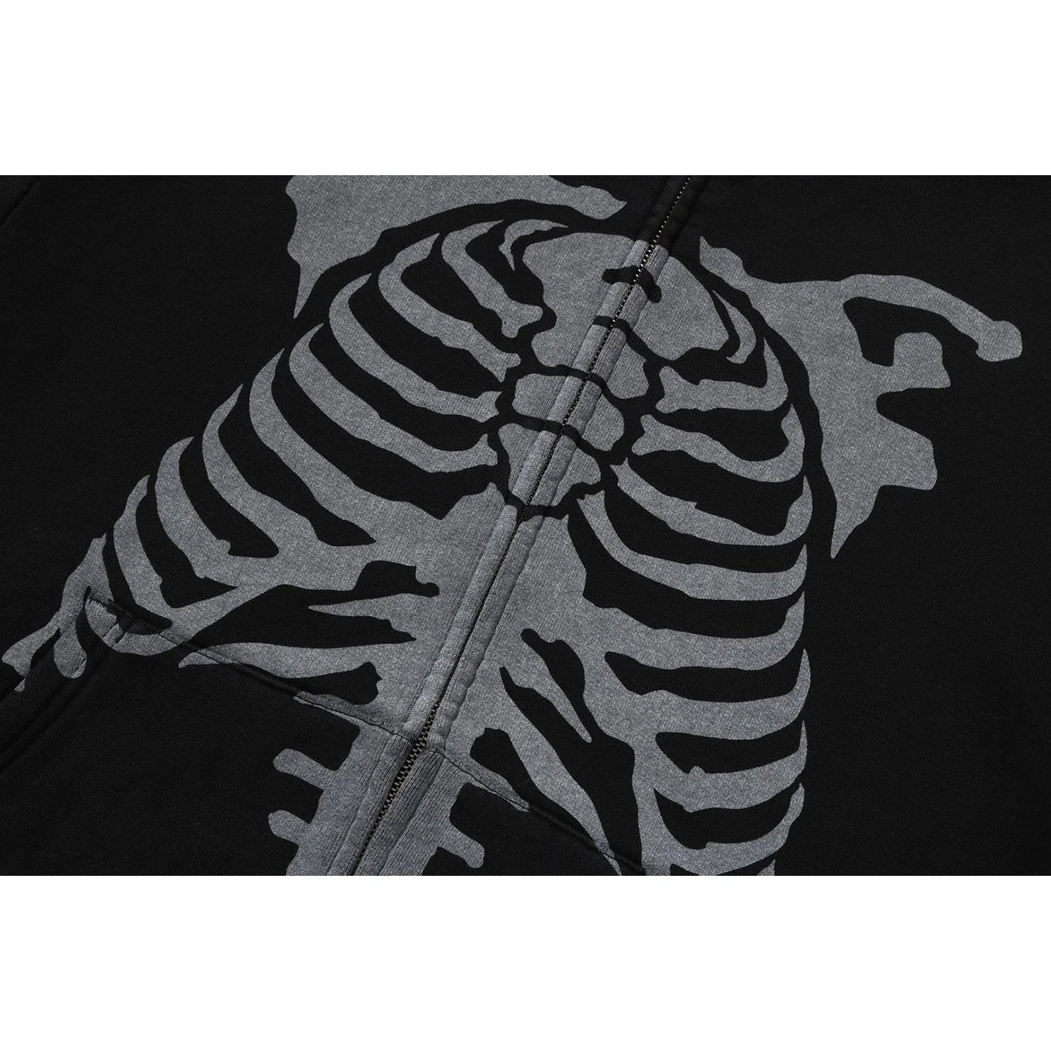 SKELETON SHARK HEAVY WASHED CROPPED FIT FULL ZIP HOODIE MENS