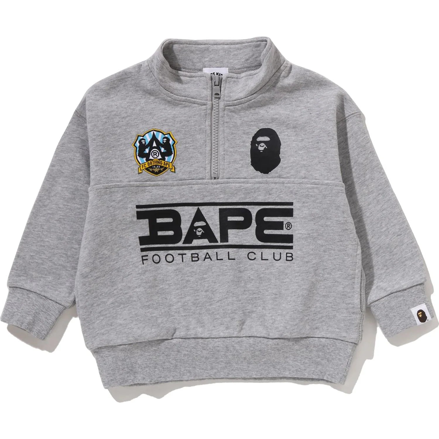 BAPE EMBROIDERY PATCH RELAXED FIT HALF ZIP SWEATSHIRT KIDS