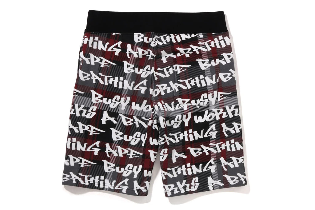 BAPE GRAFFITI CHECK SWEAT SHORTS MENS