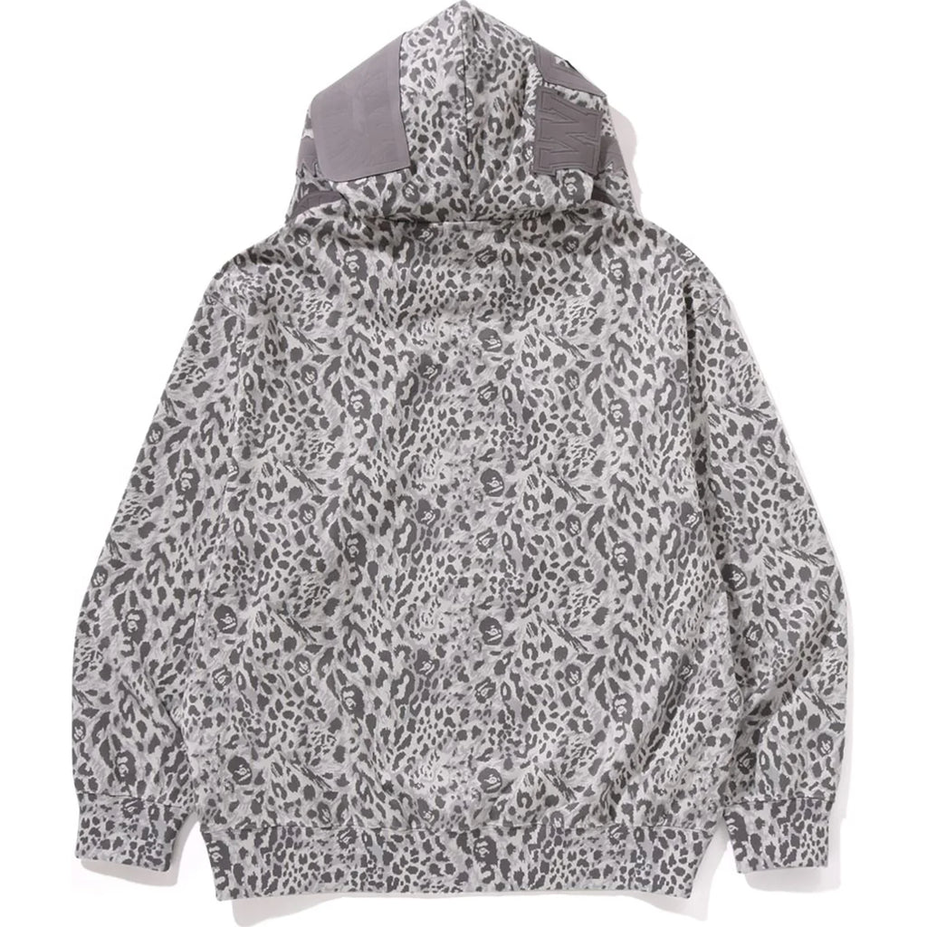 WILD LEOPARD PATTERN SHARK RELAXED FIT FULL ZIP HOODIE MENS