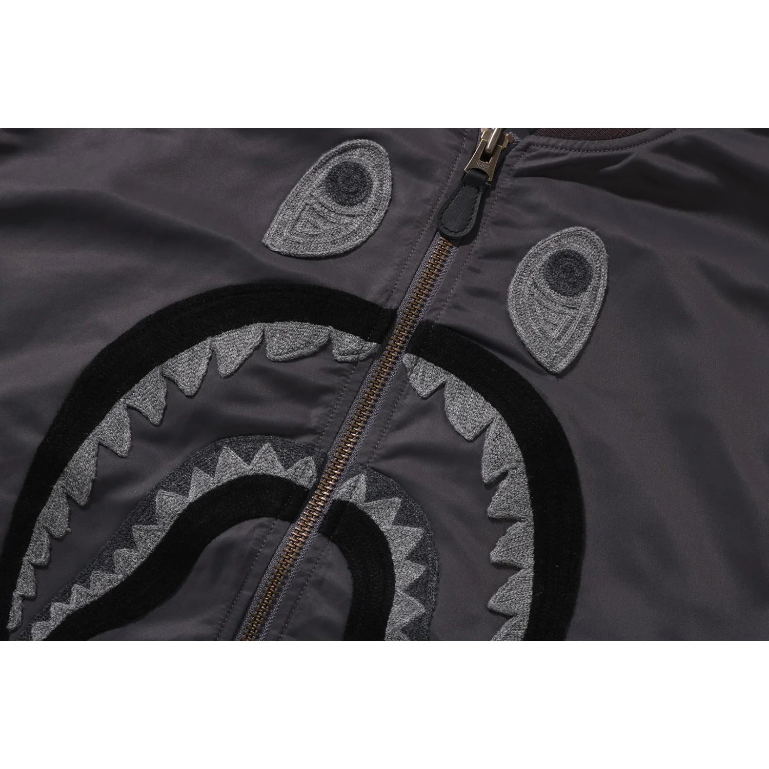 TONAL CHAIN STITCH SHARK BOMBER JACKET MENS