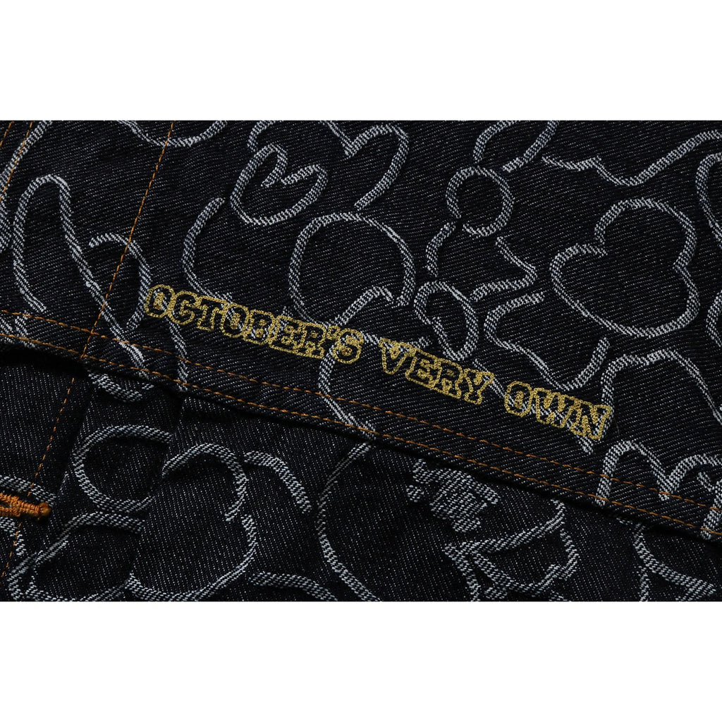 BAPE X OVO NEON 1ST CAMO JACQUARD DENIM JACKET MENS