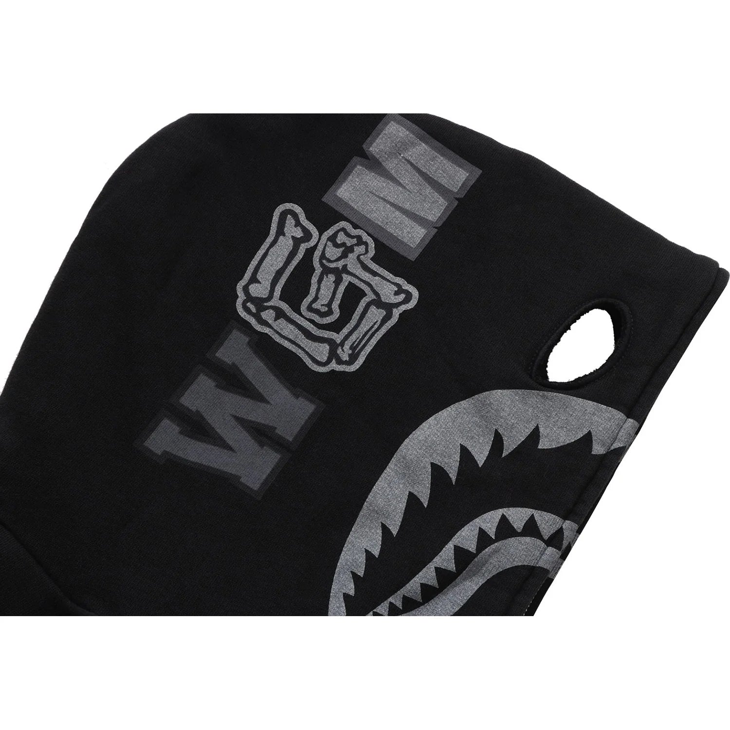 SKELETON SHARK HEAVY WASHED CROPPED FIT FULL ZIP HOODIE MENS