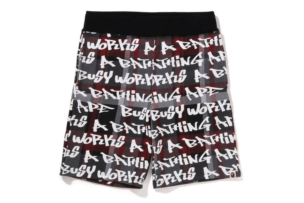 BAPE GRAFFITI CHECK SWEAT SHORTS MENS