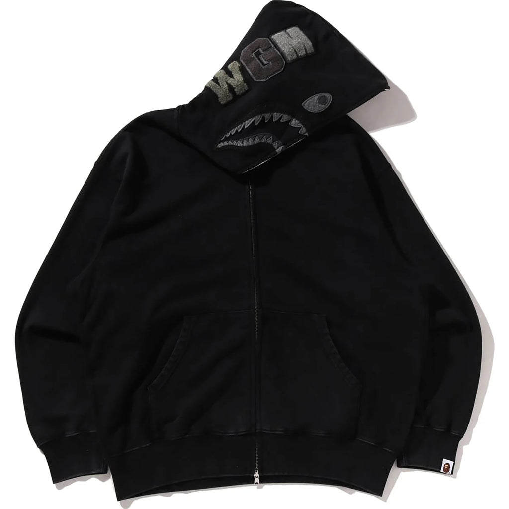 GARMENT DYE SHARK RELAXED FIT FULL ZIP HOODIE MENS