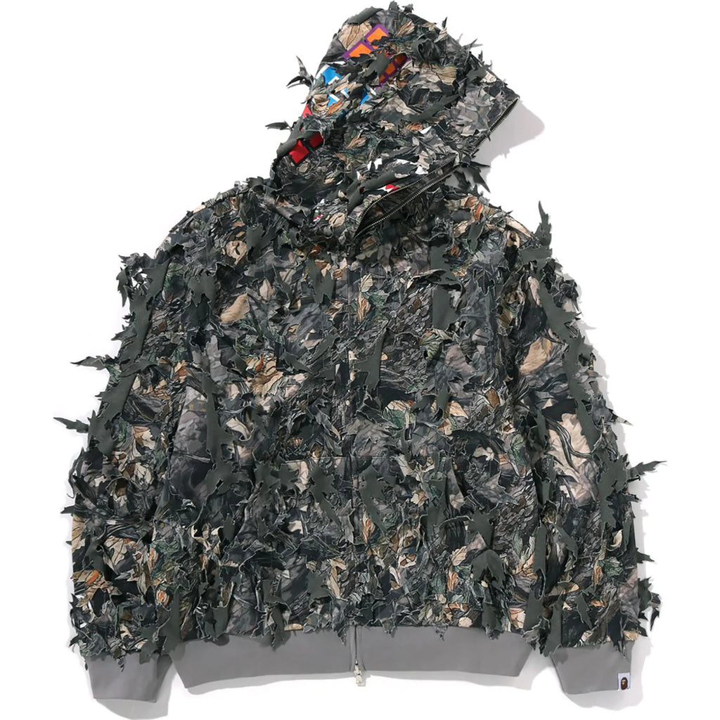 TREE EDGE CAMO LASER CUT CROPPED SHARK FULL ZIP HOODIE LADIES