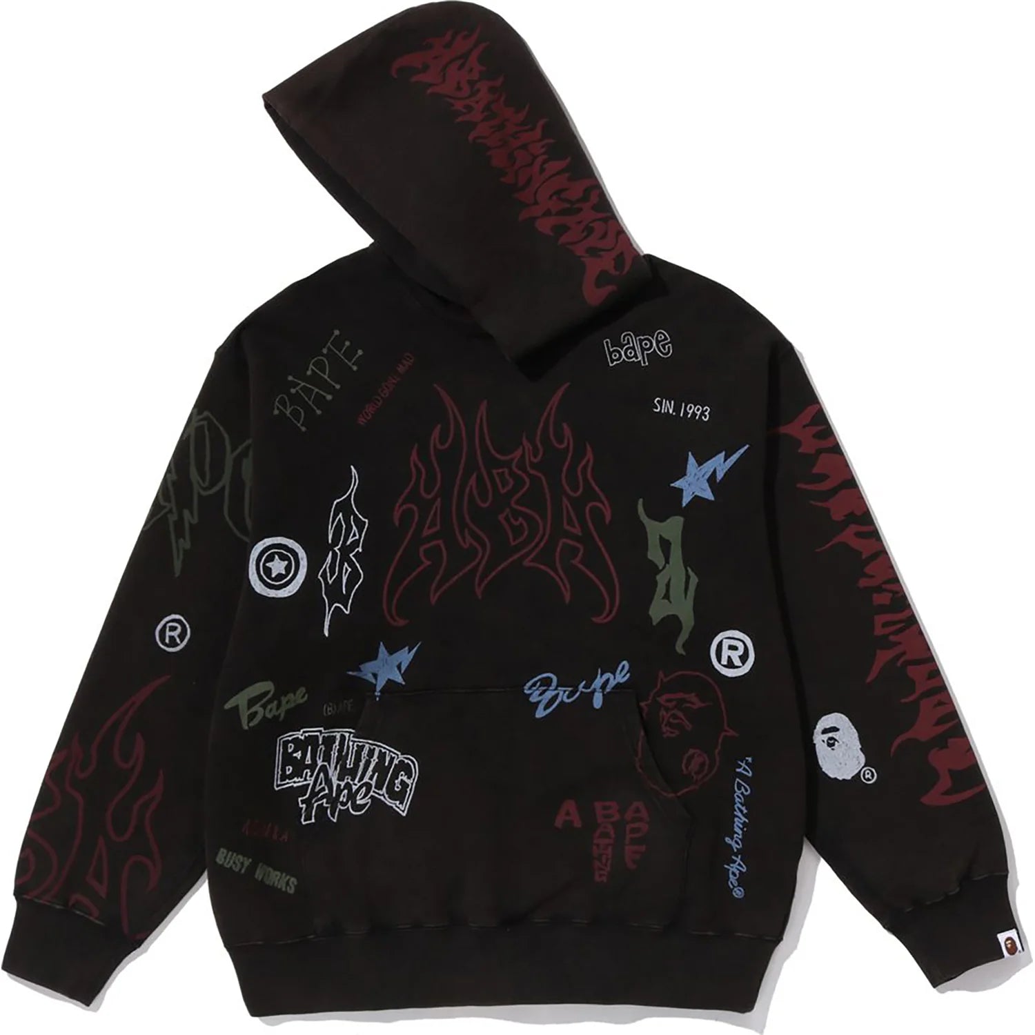 ALLOVER PRINT RELAXED FIT PULLOVER HOODIE MENS