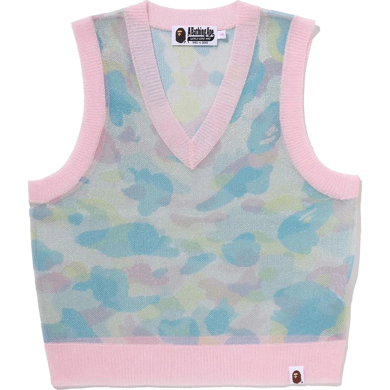 NEW MULTI CAMO METALLIC CROPPED KNIT VEST LADIES