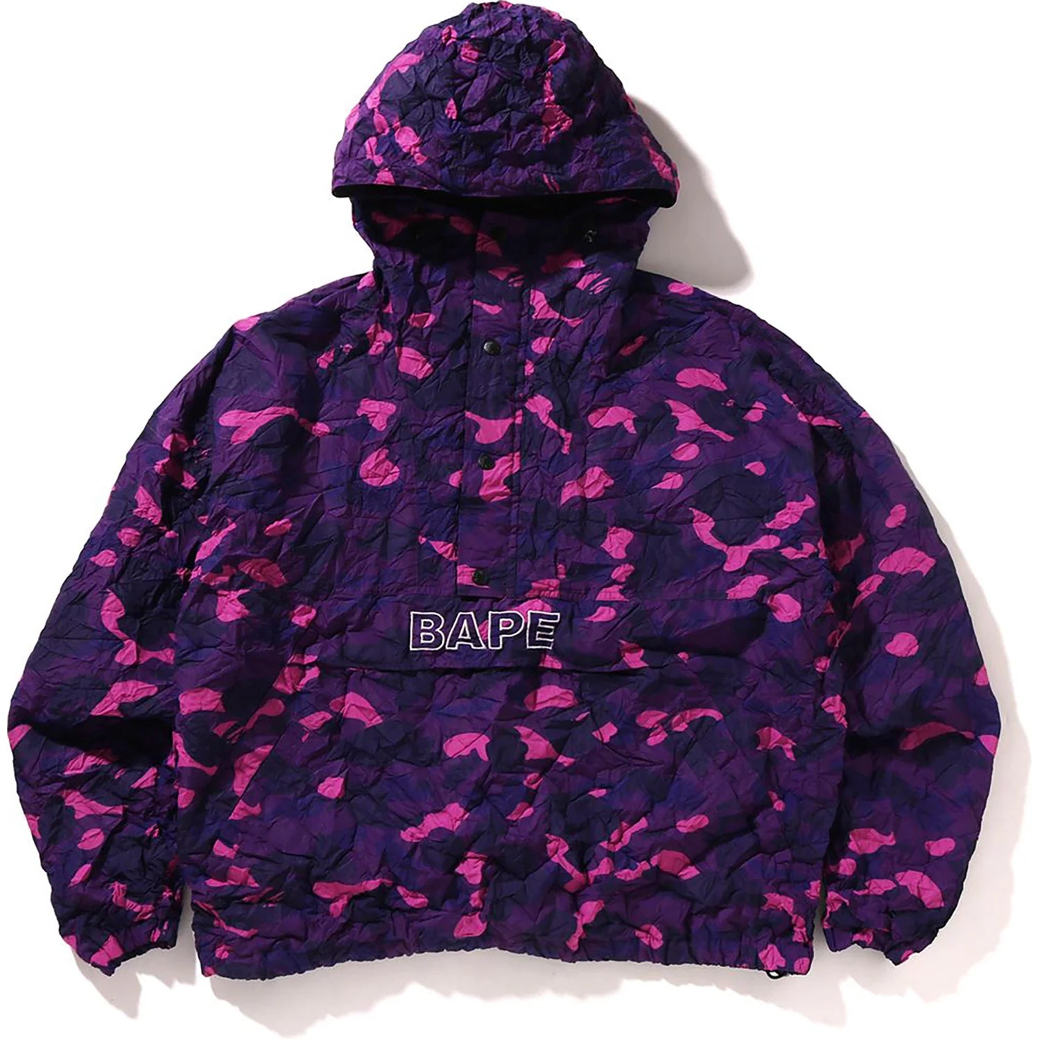 CRINKLE EFFECT COLOR CAMO HALF ZIP HOODIE JACKET MENS