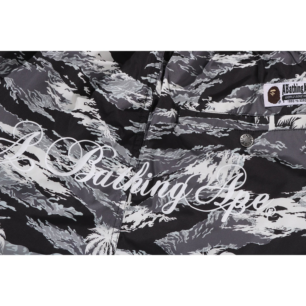 PALM TREE CAMO RELAXED FIT BEACH SHORTS MENS