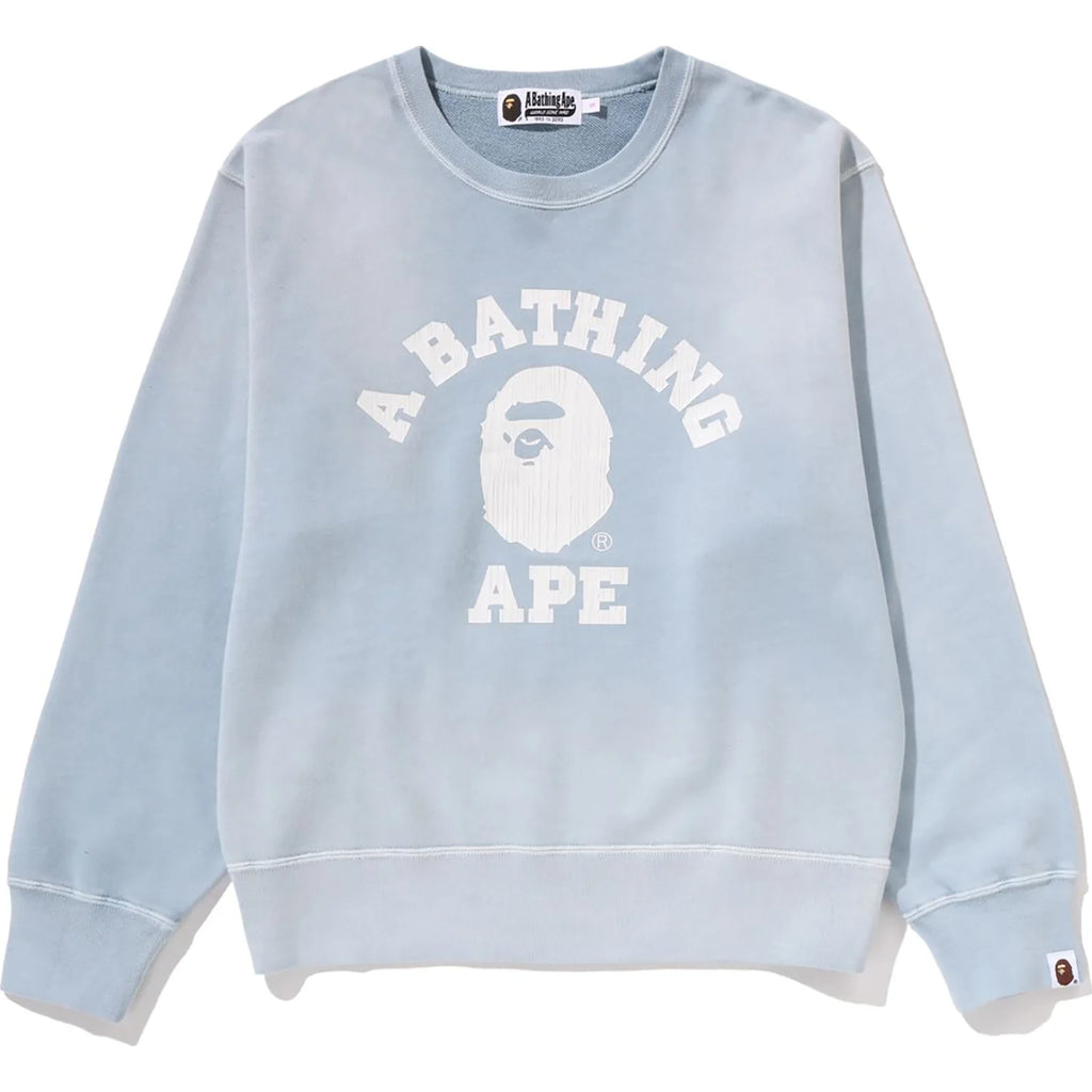 VINTAGE WASHED COLLEGE CREWNECK SWEATSHIRT LADIES