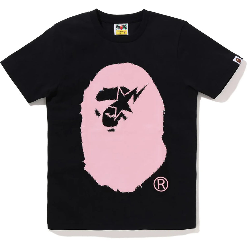 CRYSTAL STONE STA EYE BIG APE HEAD TEE LADIES