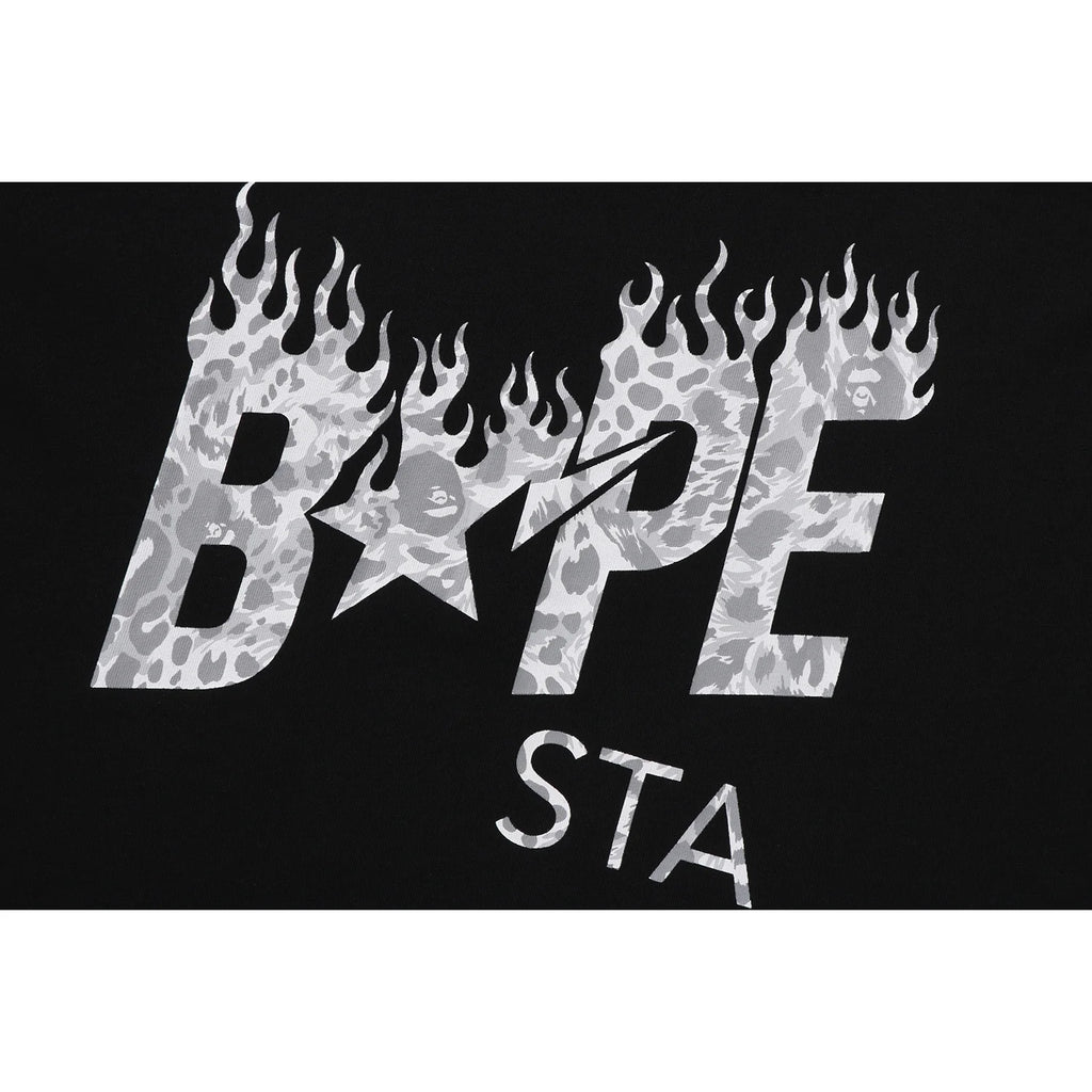 WILD LEOPARD PATTERN BAPE STA LOGO RELAXED FIT TEE MENS