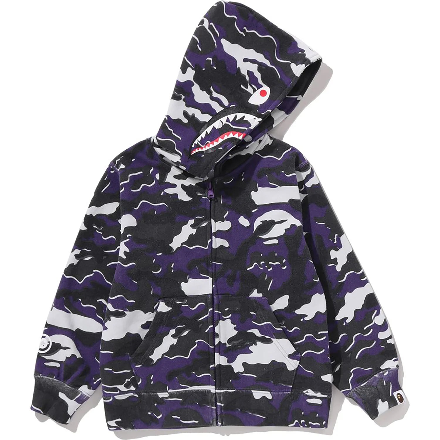 GLITCH WOODLAND CAMO SHARK ZIP HOODIE KIDS