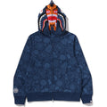 JAPANESE INDIGO ART CAMO DOUBLE TIGER SHARK FULL ZIP HOODIE MENS