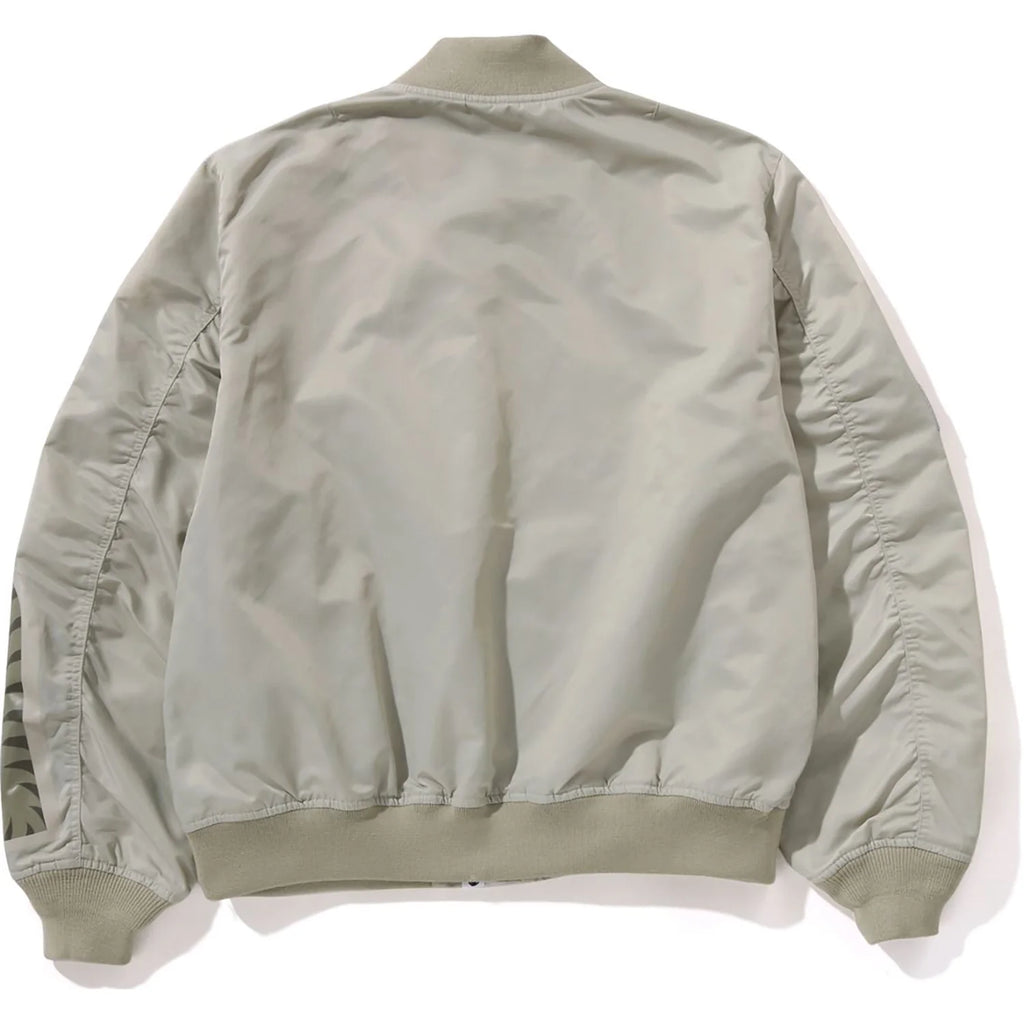 TONAL CHAIN STITCH SHARK BOMBER JACKET MENS