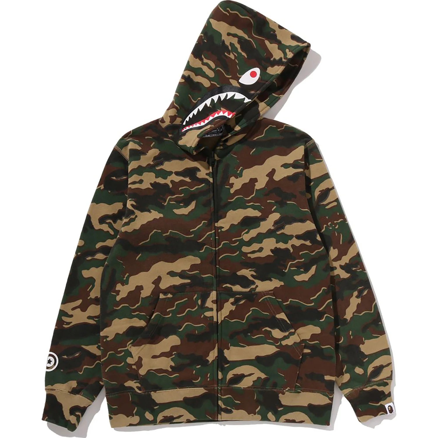 GLITCH WOODLAND CAMO SHARK ZIP HOODIE JR KIDS