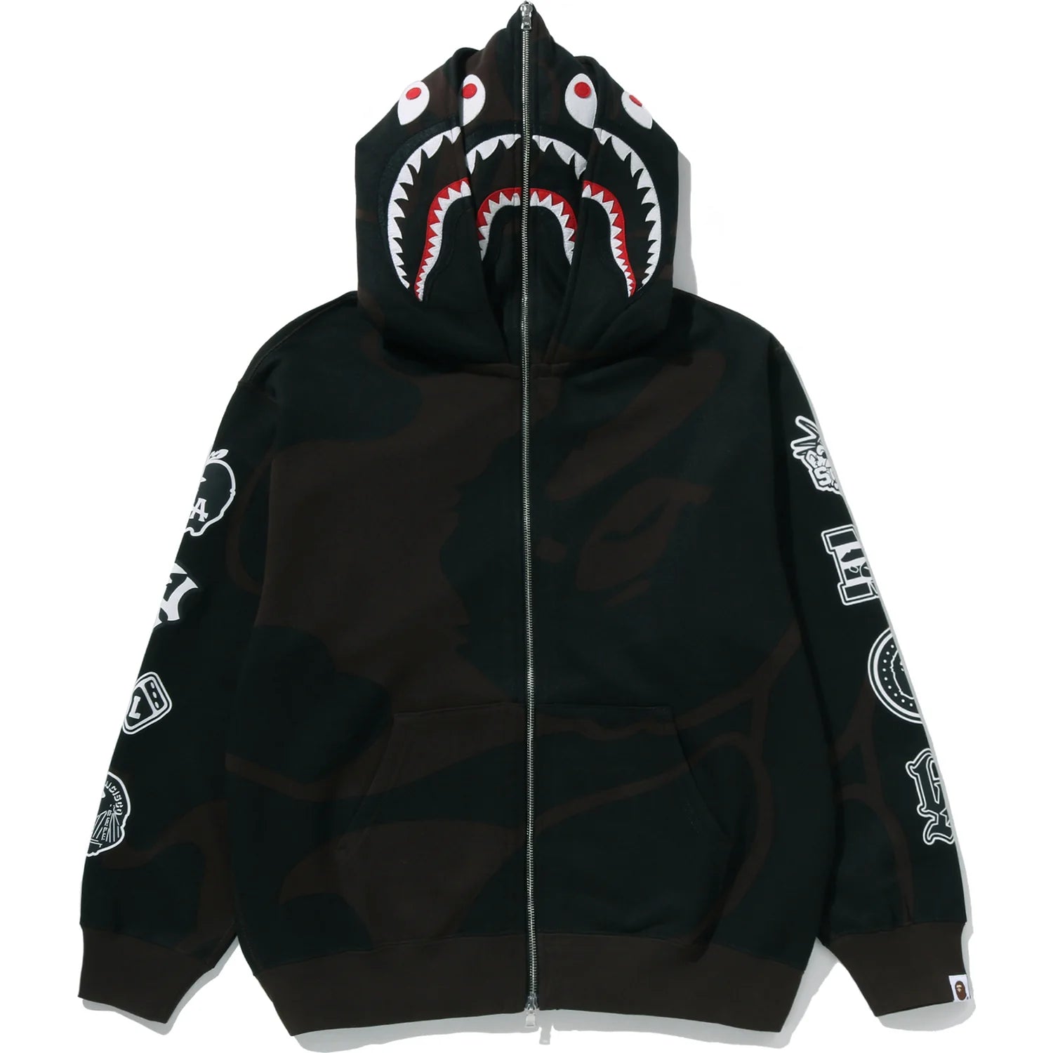 BAPE US BLACK FRIDAY SOLID CAMO DOUBLE SHARK FULL ZIP HOODIE MENS