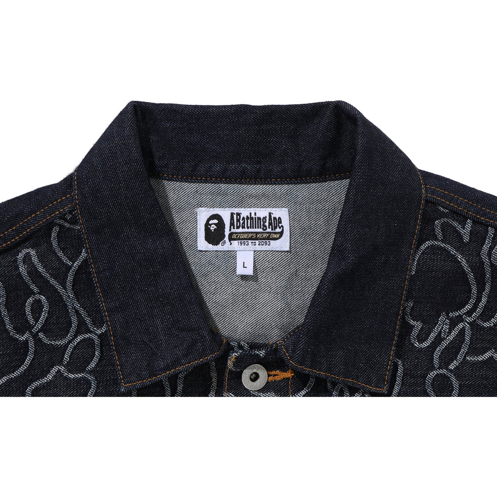 BAPE X OVO NEON 1ST CAMO JACQUARD DENIM JACKET MENS