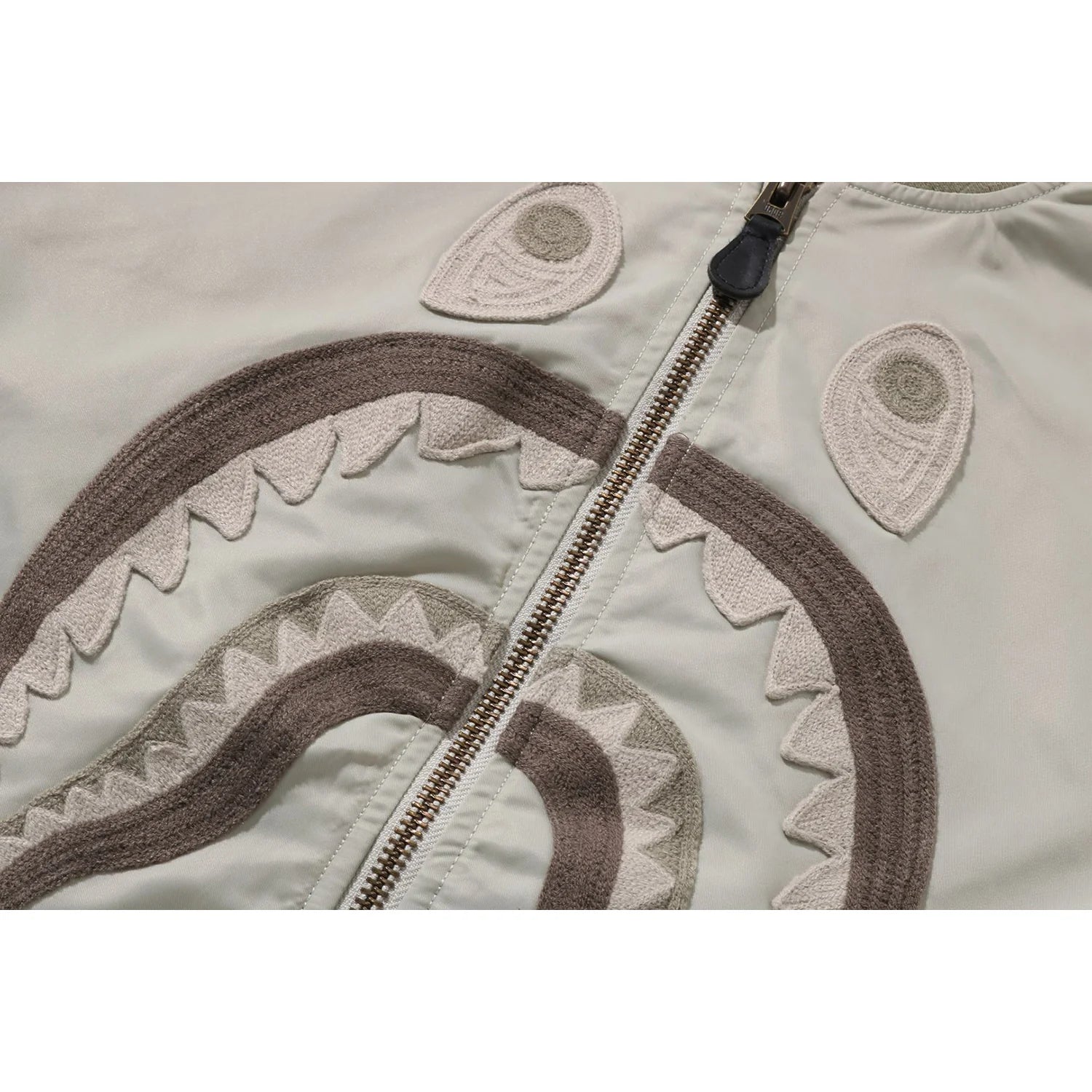 TONAL CHAIN STITCH SHARK BOMBER JACKET MENS