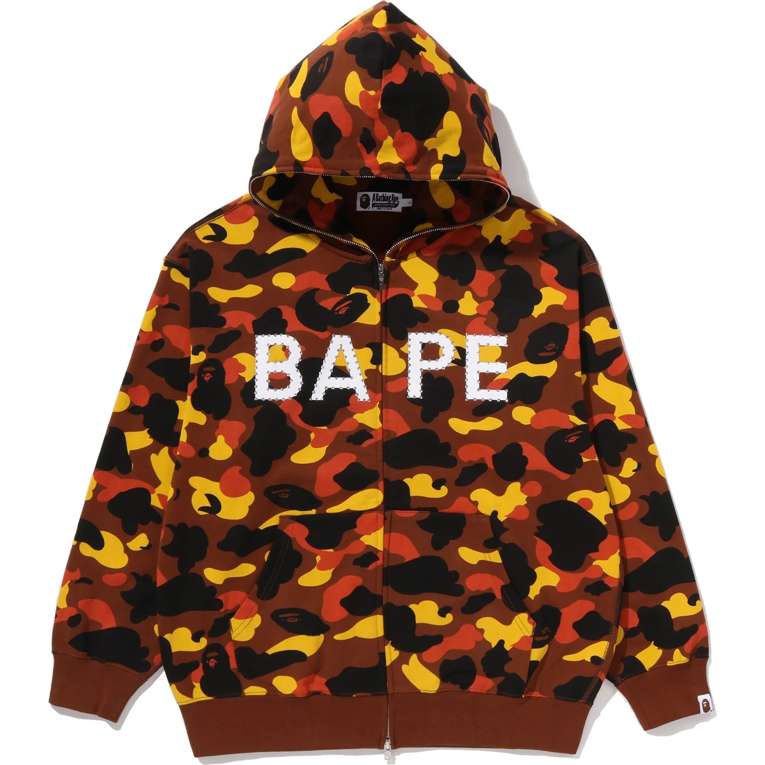 1ST CAMO BAPE LOGO RHINESTONE RELAXED FIT FULL ZIP HOODIE MENS