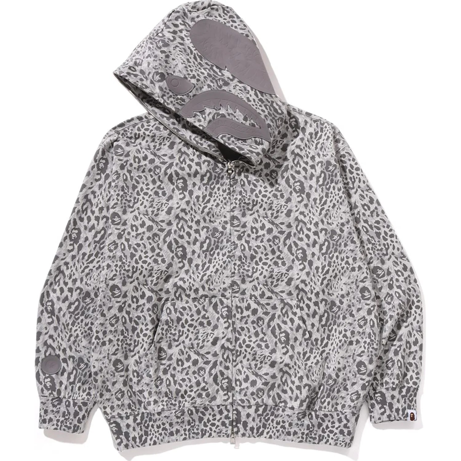 WILD LEOPARD PATTERN SHARK RELAXED FIT FULL ZIP HOODIE MENS